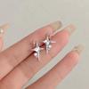 2026 Fashion Copper Color Cross Star Zircon Stud Earrings for Women Girl Korean Four-Pointed Star Personality Earrings Jewellery