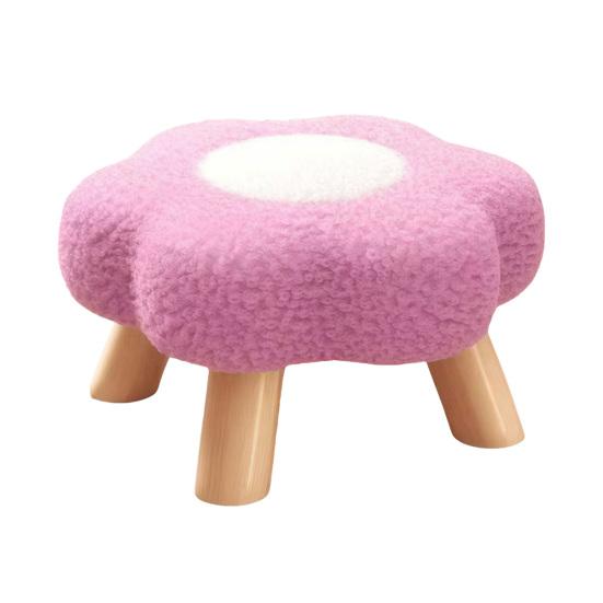 Taburet Floare cu Picioare din Lemn Perna din Catifea Nor Taburet Suport pentru Picioare Living Dormitor Canapea Sofa Sub Birou Scaun Căptușit Scaun pentru Toaletă