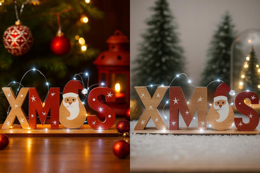 Napis Led Xmas Dekoracja Ozdoba Święta Boże Narodzenie Drewniany 21,5Cm