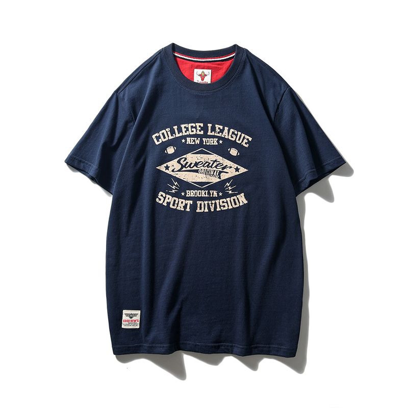 Export Export to Domestic Sales American Retro Pure Cotton Short-Sleeved T-shirt Men's Trendy Summer All Cotton Base White T-shirt