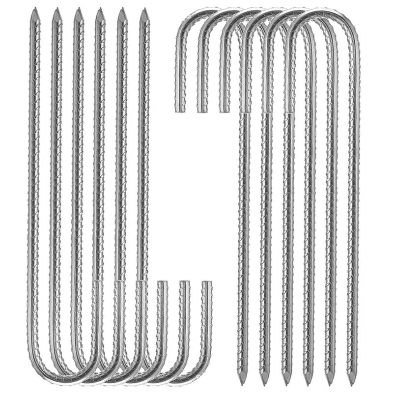 3Pcs L/Ushape Trampolines Rebars Stakes Galvanised Steel Ground Anchors Camping Tent Peg Landscape Garden Ground Stakes