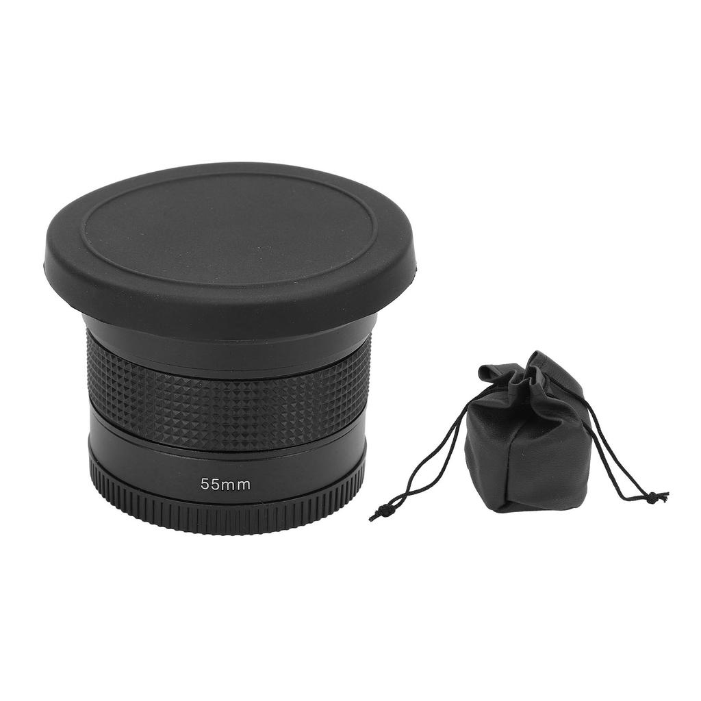 Fisheye Lens 0.35x Super Wide Angle Panoramic Macro 2 in 1 Detachable Lens AF IR Compatible 55mm   2.17in
