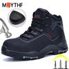 Genuine Leather Men Boots Safety Shoes Waterproof Safety Boot for Engineers Work Shoes Puncture-Proof Indestructible Shoes