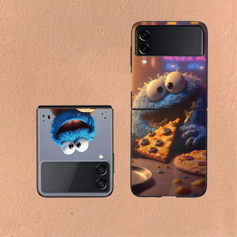 Funny Cookie M-Monster Phone Case For Samsung Z Flip 6 7 5G Galaxy Z Flip 5 4 3 5G Cases Shockproof Hard Cover TPU