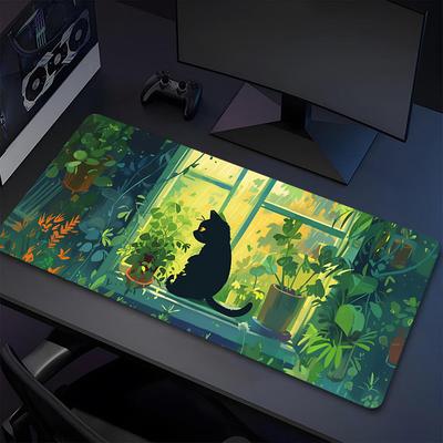 Cat Garden Xl Gaming Mouse Pad Nonslip Rubber Base Stitched Edge Waterproof Desk Mat For Pc Laptop Gamer Office Computer Accessories C927169