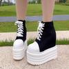 Modne nowe buty na koturnie z grubą podeszwą 14CM damskie wersja koreańska wszechstronne buty na wysokim obcasie podwyższone codzienne buty płócienne