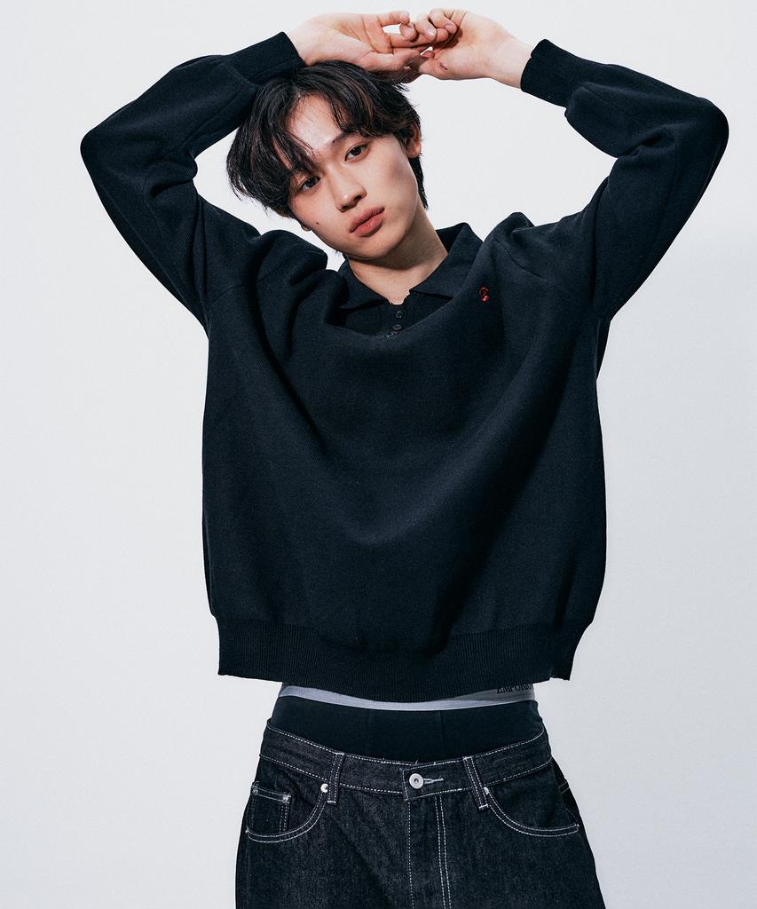 SOMEPLACE MAN Basic Rugby Single Collar Soft Knit Sweatshirt_3 Colors