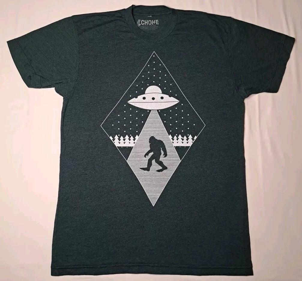 

Men s Black CHOKE Alien Bigfoot Graphic T-Shirt Size SMALL 40W×25L 4XL