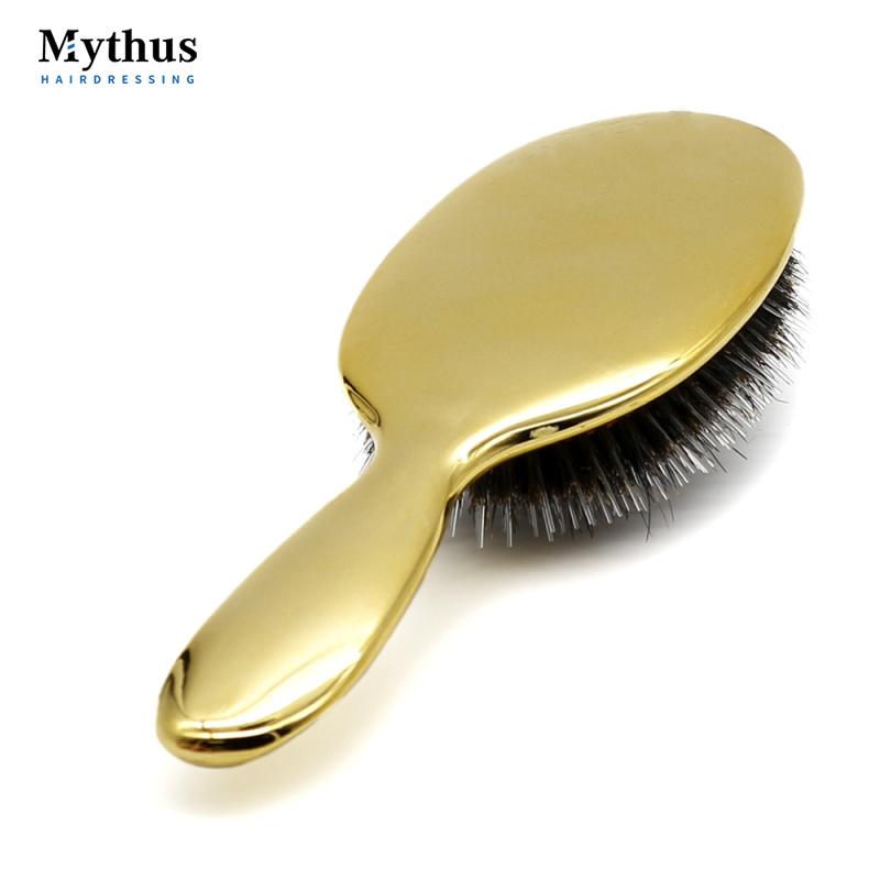 Mythus Wildschweinborsten-Paddel-Haarbürste, Salon-Friseursalon, ovaler Haarkamm für Kopfhautmassage, Haarborstenbürsten