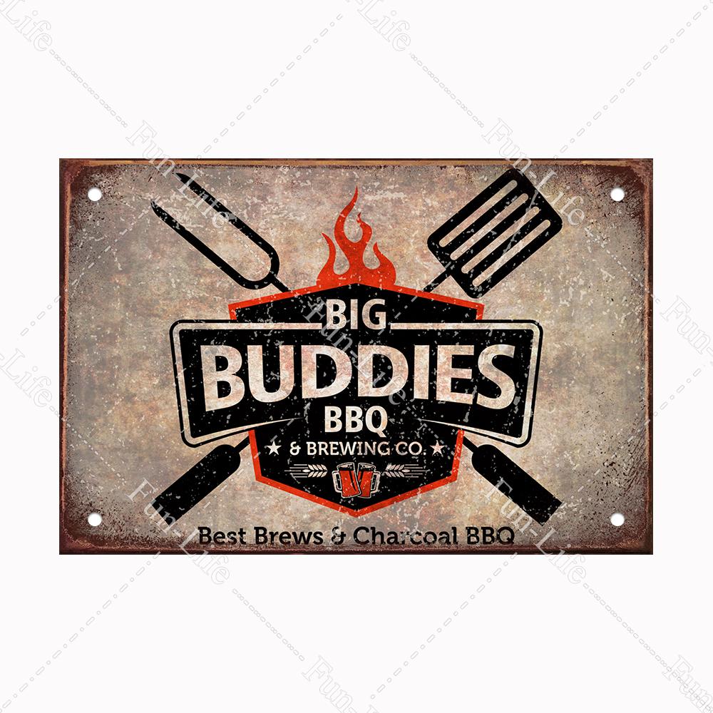 BBQ Warning Metal Tin Sign Oven Vintage Wall Decor Plaque Painting Barbecue Shop Restaurant Craft Pub Home Decor 20x30cm