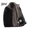 Everyday Men Coat Pockets Autumn Polar Fleece Sleeve Double-Sided Lapel Long Jacket with Winter Solid
