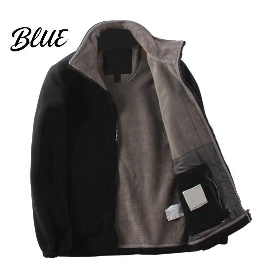 Everyday Men Coat Pockets Autumn Polar Fleece Sleeve Double-Sided Lapel Long Jacket with Winter Solid