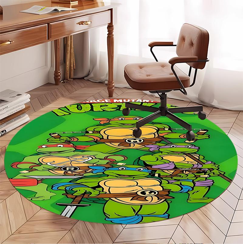 Teenage Mutant Ninja Turtles Pattern Round Rug, Indoor/Outdoor Mat, for Picnic, Gameroom, Bedroom, Office, Living Room, Home Decor Carpet, Birthday Gi