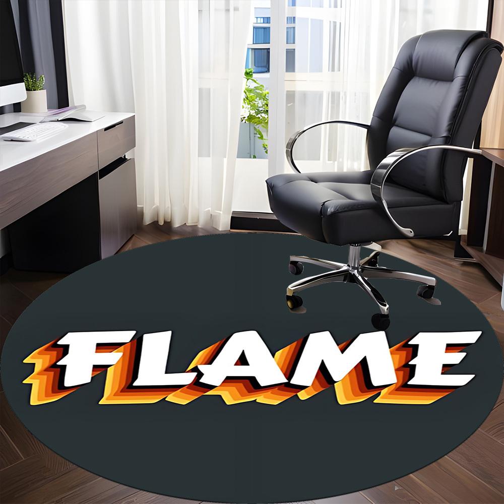 1pc Flame Office Round Rug, Non-slip, Soft and Durable Office Rug for Interior Decoration, Perfect for Office,Decoration Yy260204087