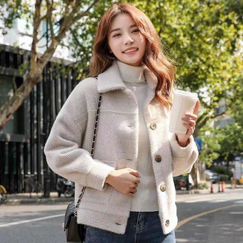 Women's Korean-Style Faux Mink Fur Short Coat for Autumn/Winter Versatile Gold Mink Top