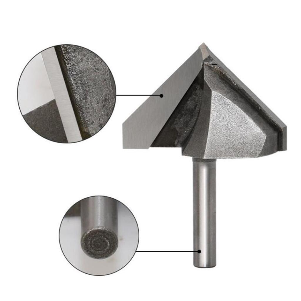 90 Degree 1/4 X 1-3/4-Inch Diameter V-Groove Bit - Silver Wood Carving Tool