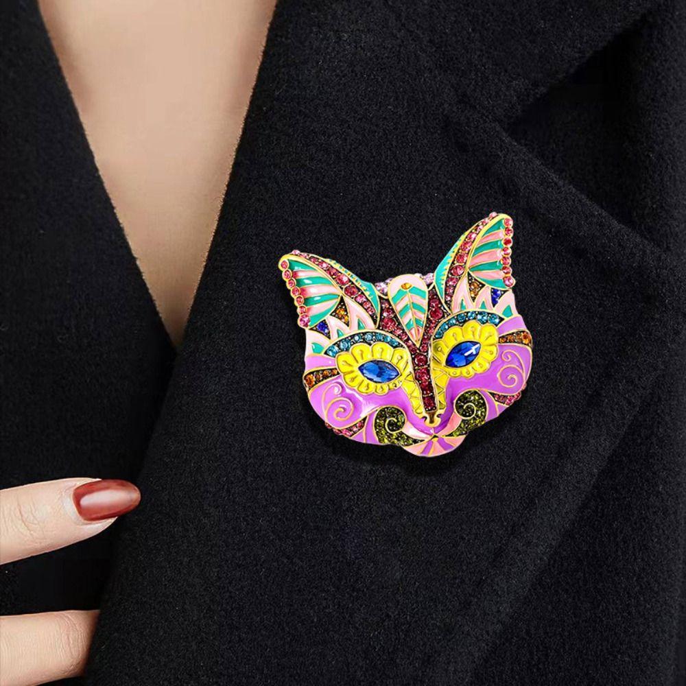 Jewelry Accessories Drip Oil Brooch Exaggerated Vintage Collar Pin Cat Enamel Brooch Decoration