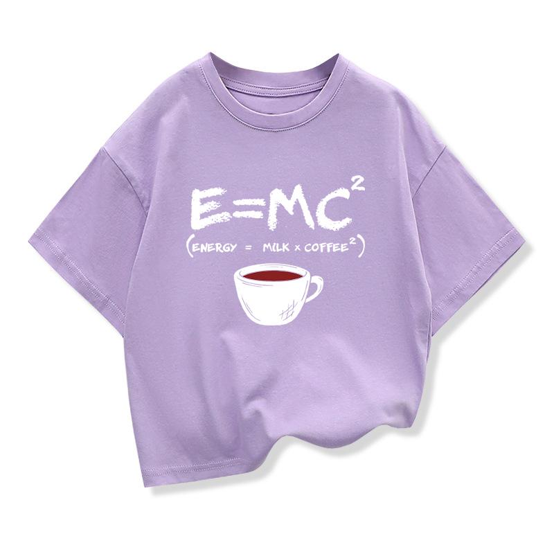 T-shirt d'été pour garçons Coton Décontracté Drôle Imprimé Énergie=Lait+Café Hommes Cool Lâche Col Rond Hauts Pour Bébés Enfants Manches Courtes T-shirts Hommes