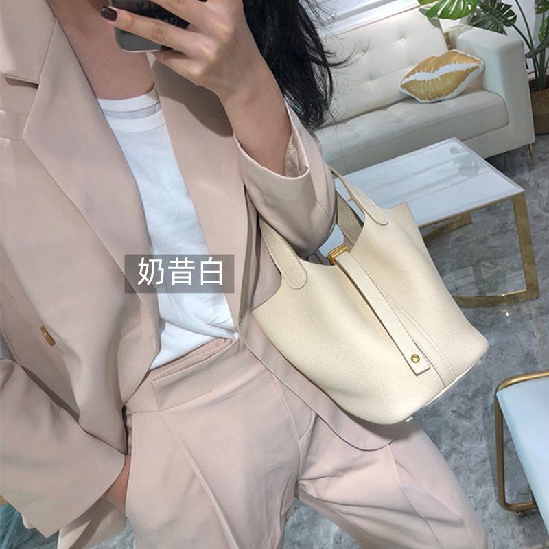 Top Layer Cowhide Tote Bag Genuine Leather Womens Bag High-end Soft Grandma Bag Large Capacity Handheld Cosmetic Bag Casual