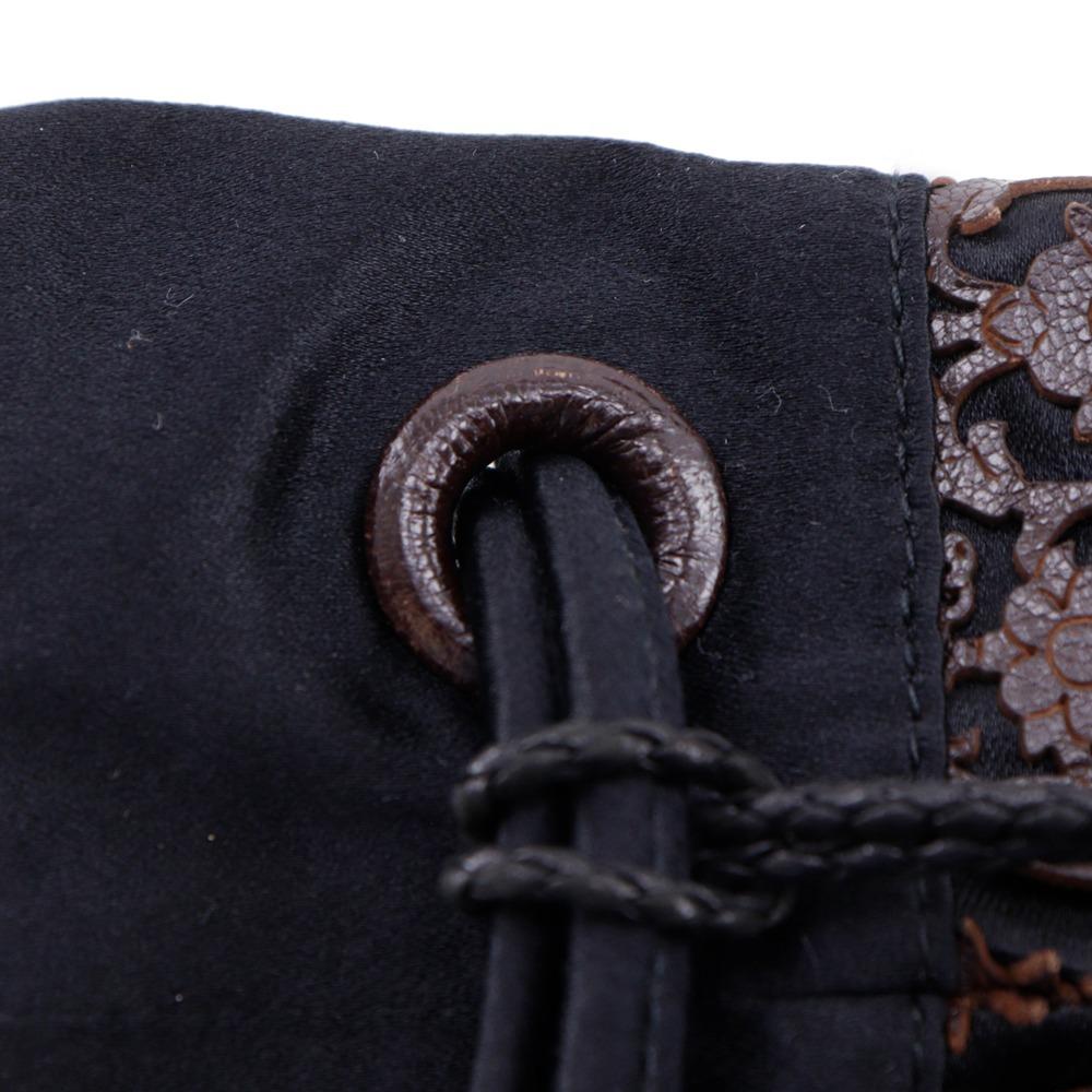 BOTTEGAVENETA Geldbörse Handtasche Perforiertes Leder Fransen Schwarz / Braun Satin/Leder Damen Gebraucht