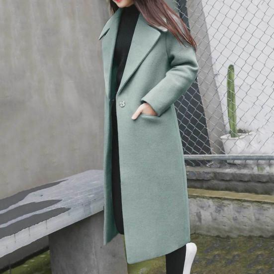 Dámský zimní kabát, midi délka, volný, jednobarevný, kardigan, kapsy, termo, jeden kus