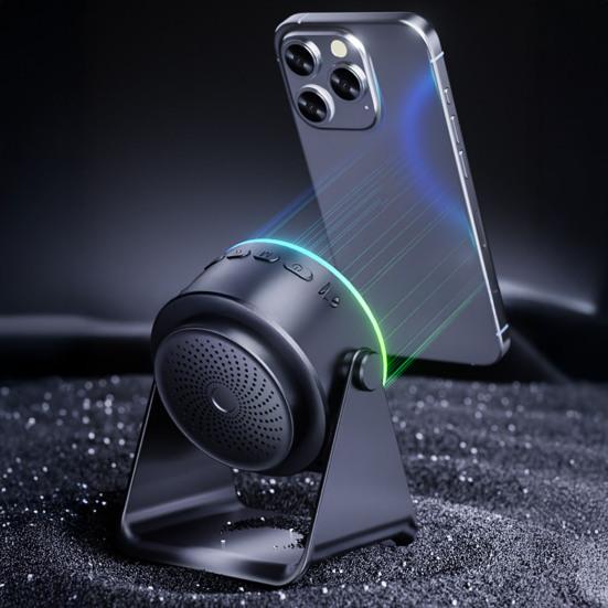 Wireless Induction Speaker with Adjustable Cell Phone Stand Stereo Sound Colorful Light 800mAh Rechargeable 5-in-1 Bluetooth-compatible Speaker