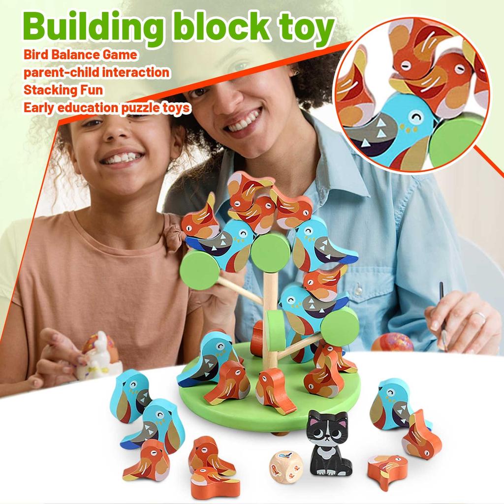 Wooden , Birds, Balance Games, Parent-child Interaction, Stacking, Playing, Early Education, Educational Toys
