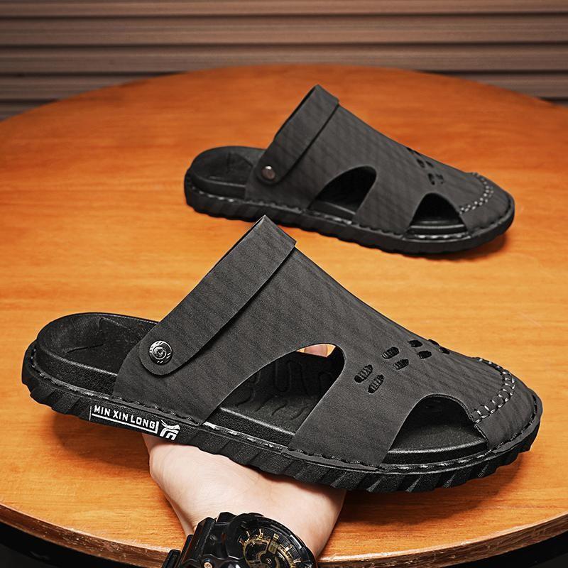 

2025 beach men s sandals summer wear sports leisure through outdoor wear lightweight soft sole men s sandals tide 44 чёрный