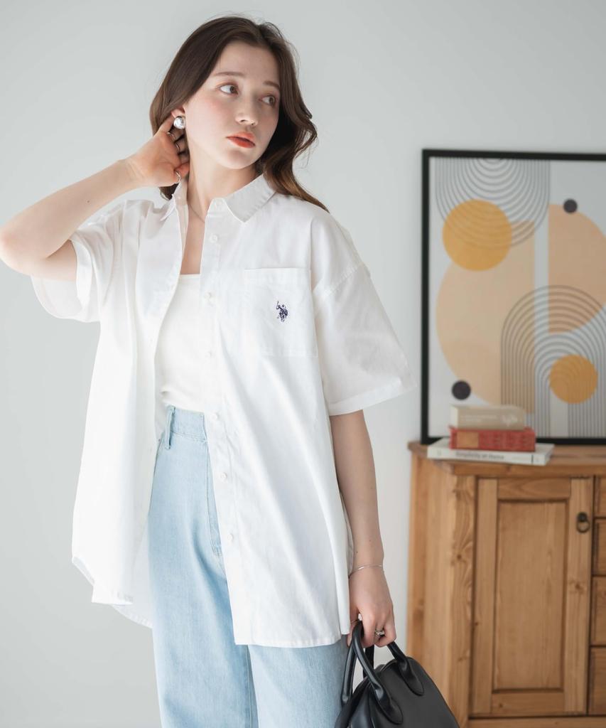 WEGO US POLO Short Sleeve Shirt with Embroidered Solid Perfect for and Size F Women's Custom-Made Color, Spring, Summer, Fall, (White)