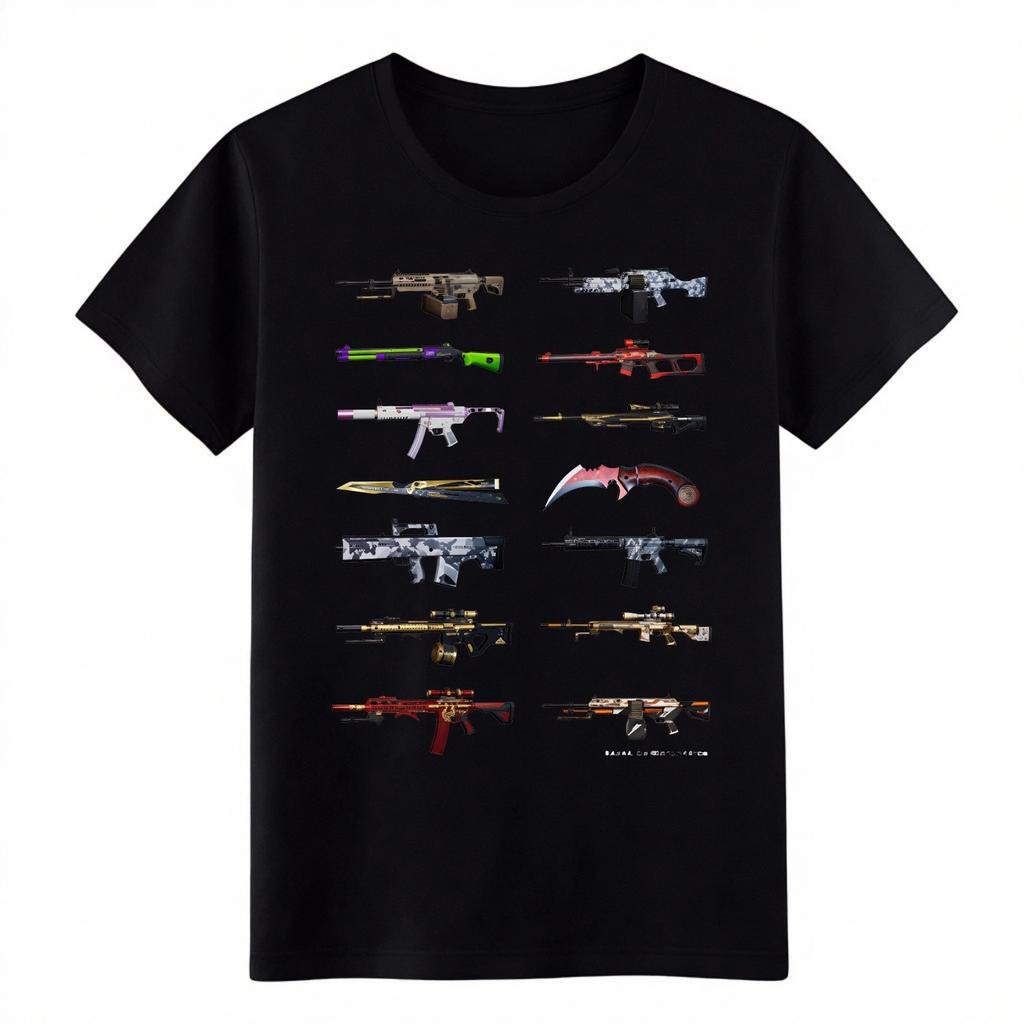 Game Weapon Gun Skin Collection Graphic T-Shirt Gamer Gaming Casual Unisex Tee