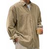 Men's Corduroy Shirt Jacket, Long Sleeve Loose Fit Casual Shirt, Heavyweight Fall Winter Overshirt