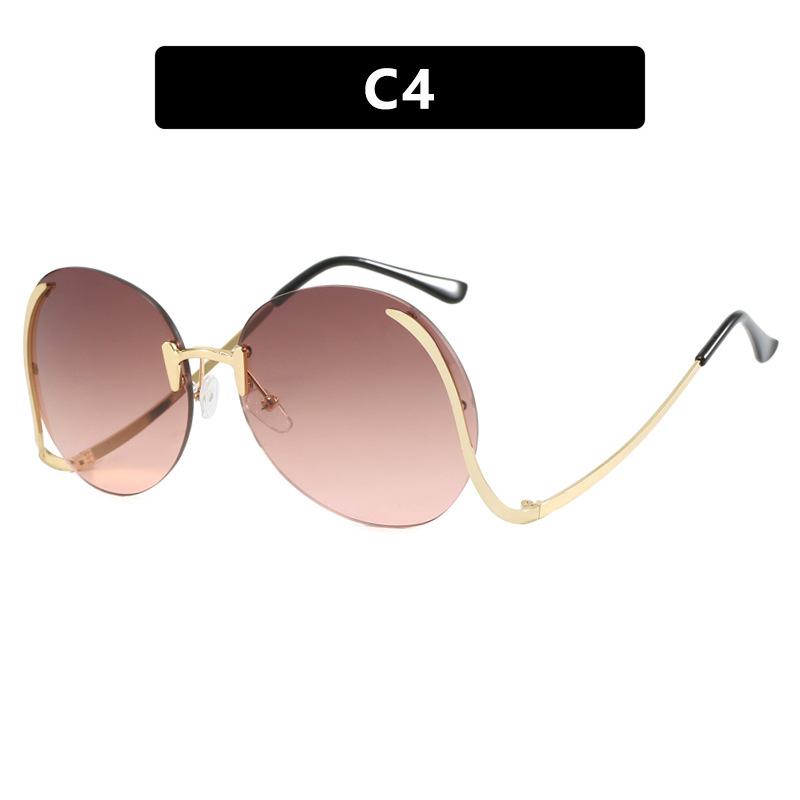 Óculos de Sol Redondos Grandes com Armação Fina Sem Aro Óculos de Sol de Alta Qualidade com Proteção Solar Óculos de Sol Personalizados