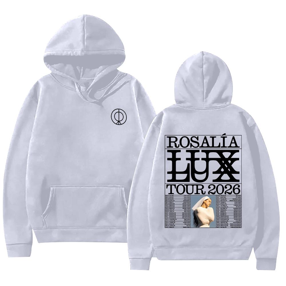 

Rosalía LUX Cut-Neck Hoodie Rosalía Lux Album Tour New Graphic Clothing Hip Hop Men Women High Street Pullover Casual Y2K S білий