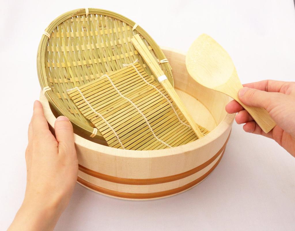 Ichihara Woodworks Sushi Sushi Oke Durchmesser 27cm x Höhe Beige Handgerolltes Set, (27cm, 3-go Fassungsvermögen), P-Hoop, 8,2cm,