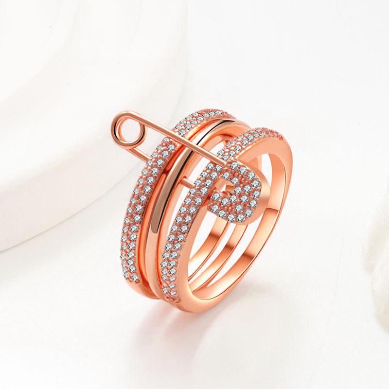 925 Sterling Silver Jewelry 3 Seperate Color Crystal Paperclip Finger Rings for Women Wedding Party Jewelry Girls Friend Gift