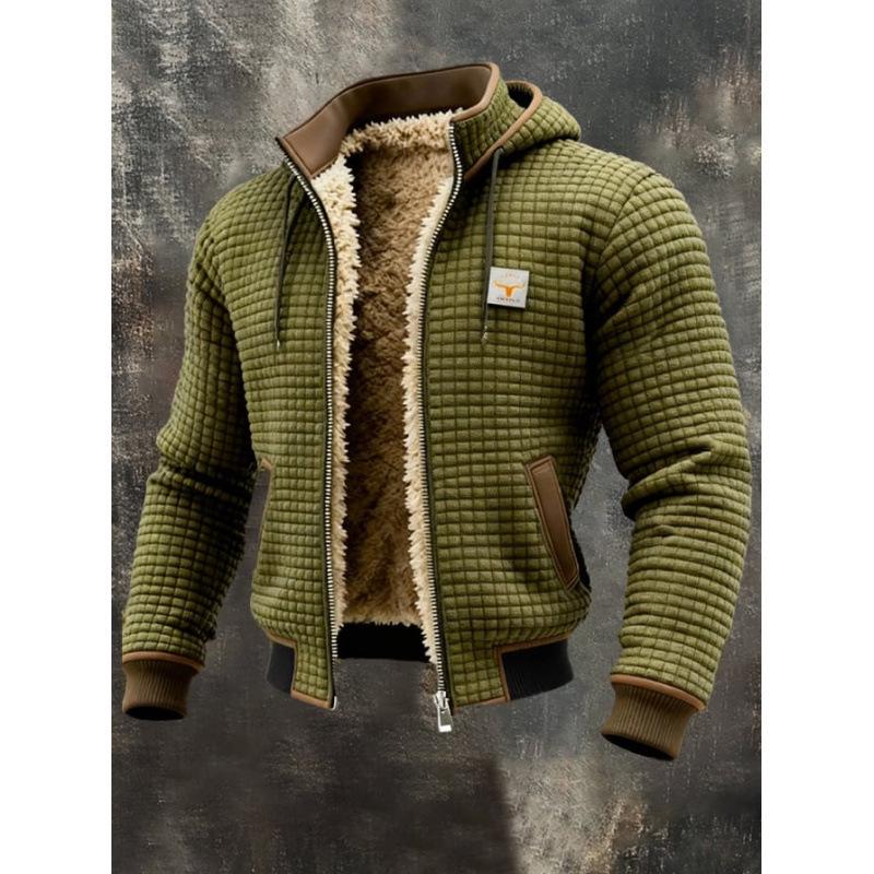 Men's European & American Velvet Thick Knit Hooded Jacket - Autumn & Winter