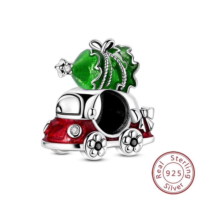 Christmas Series Charms Beads Copper Christmas Tree Snowman Elk Charm Fit Original Bracelet Pendent Women Jewelry