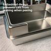 Stainless Steel Jumbo Cat Litter Box Open Type Cat Bedpans Low-Entry Kitty Toilet with Anti-Splash Design Pet Potty for Kittens