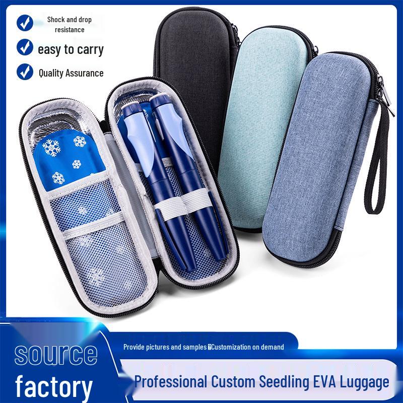 Portable Insulin Storage Bag - Hard Shell, Insulated Medicine Box with Ice Pack for Injection Pens Green