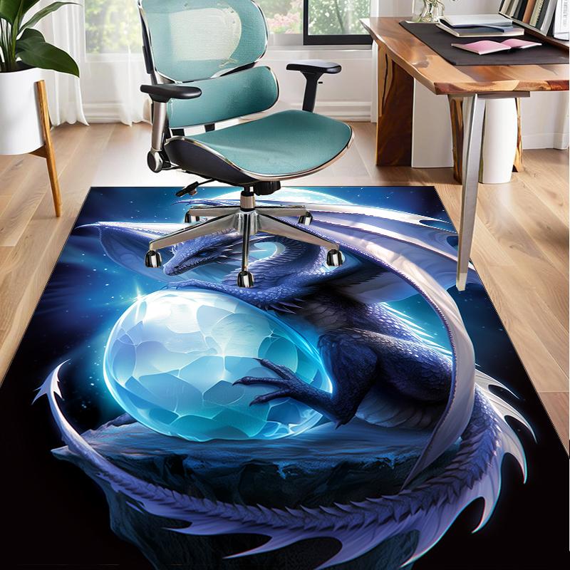 Fiery Dragon Artwork Office Rug Chair Mat, Entryway Carpet, Suitable for Front Door, Bedroom, Living Room, Desk, Holiday Gift