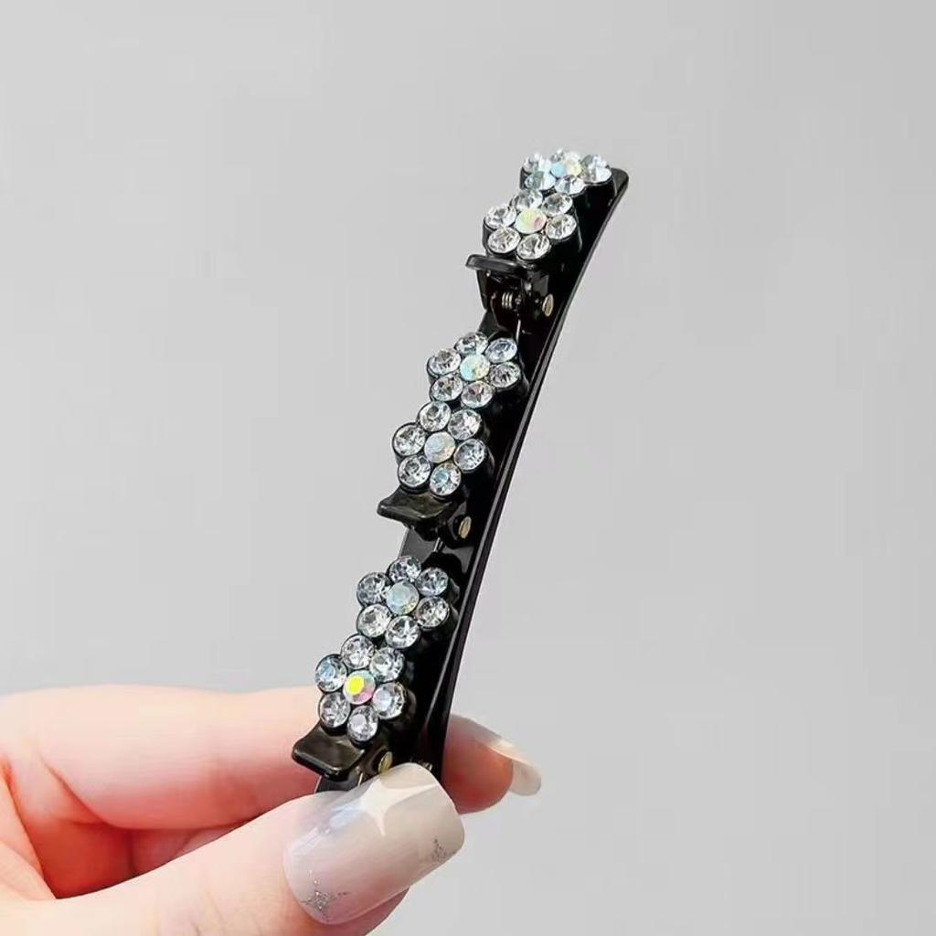 Rhinestones Braided Hair Clips For Girls Hairclip with 3 Flowers Hair Span With Crystalllume Women Hairpin Hair Accessories