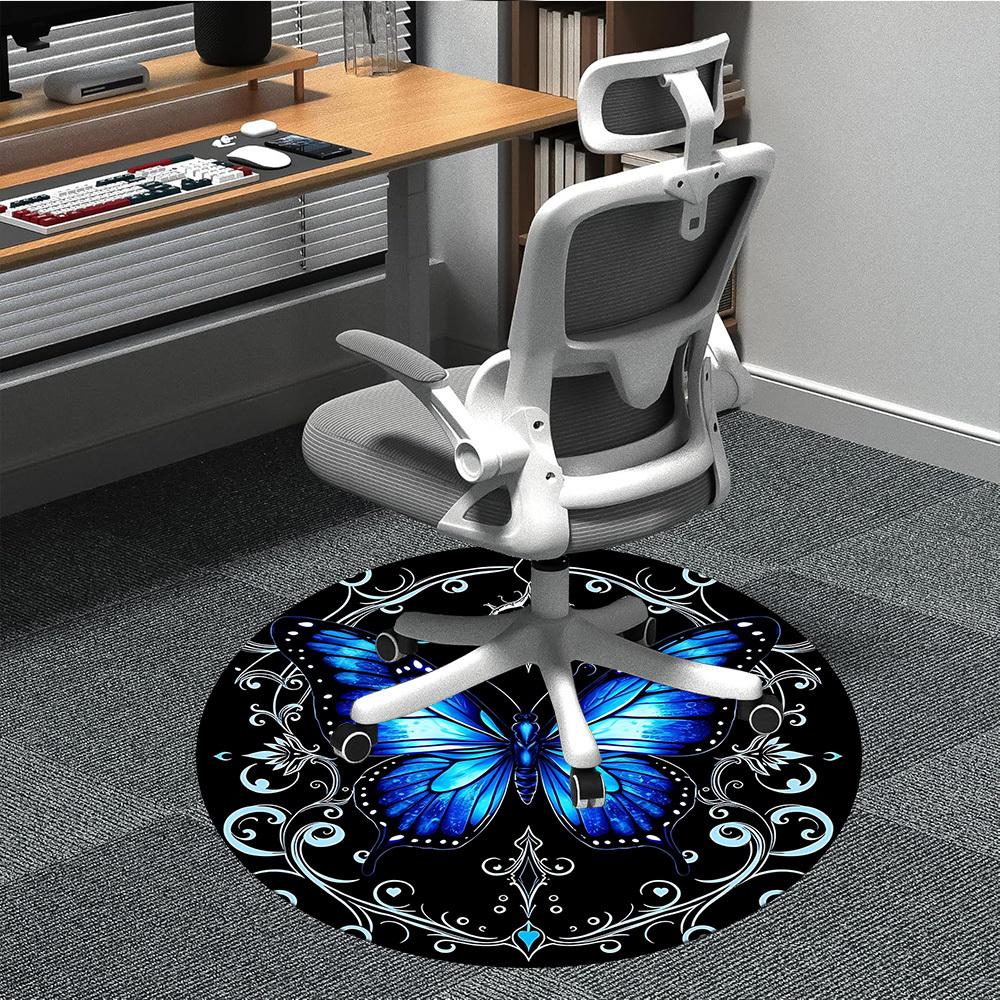 1pc Butterfly Mandala Design Office Round Rug, Carpet for Office, Gaming, Lightweight Round Floor Mat yy260208071