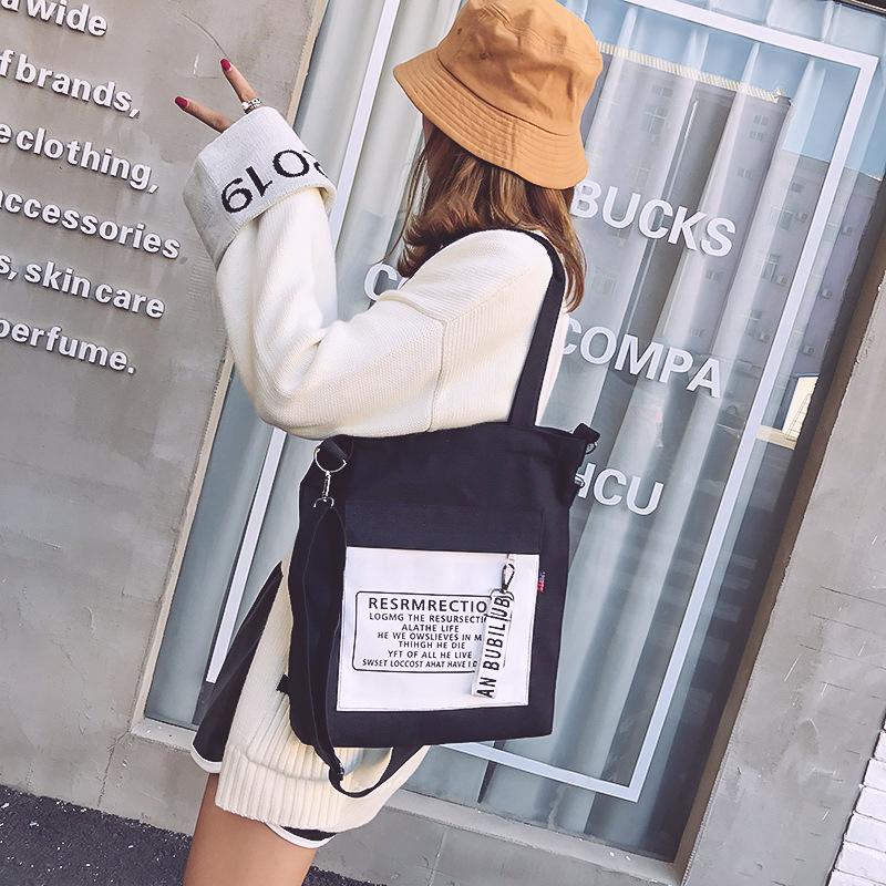 Canvas Bag Women'S Fashion Versatile Shoulder Crossbody Casual Simple Student Portable Make-Up Bag