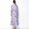 Spring Clothing for Women 2026 New Style High-End Flower Printed Belt Slim-Fitting Long French Long Sleeve Chiffon Maxi Dress