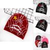 Gothic Style Knit Cap Featuring Spider Web Design For Casual Wear