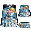 Set Zaino Scolastico per Bambini a Tema Messi con Borsa a Tracolla Astuccio per Studenti Elementari