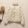 Autumn and winter women's light down jacket stand-up collar slim and thin short white duck down jacket