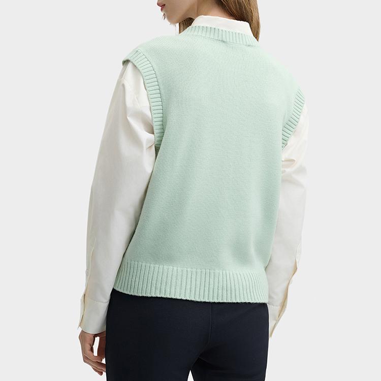 FILA X Rousseau Heritage Series Fashion Casual Loose Embroidered Sweater Women sweater Green F11W448403F-ZA