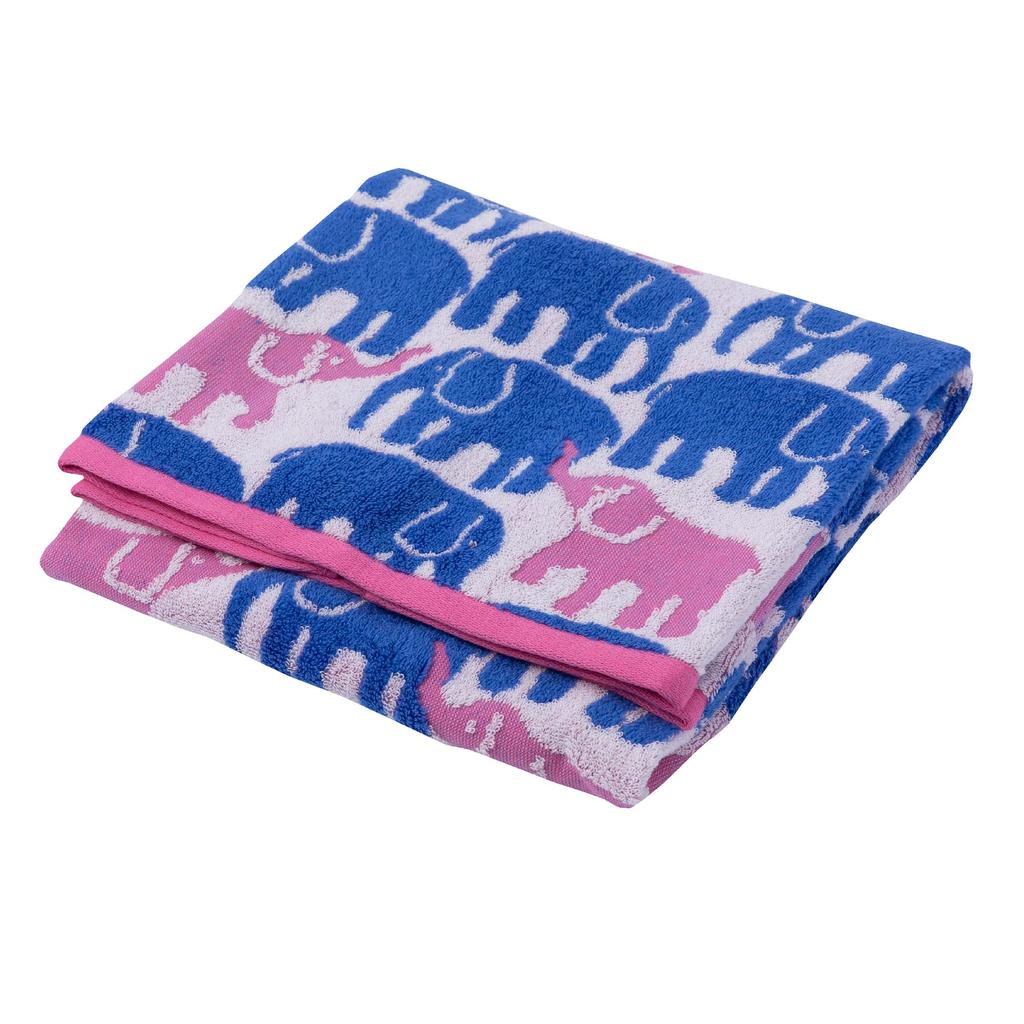 Nishikawa Imabari Bath Towel, 60x120cm, Washable, 100% Cotton, Finlayson Elefanti Vappa, Soft Jacquard Weave, Made In Japan, Blue, TT13403640