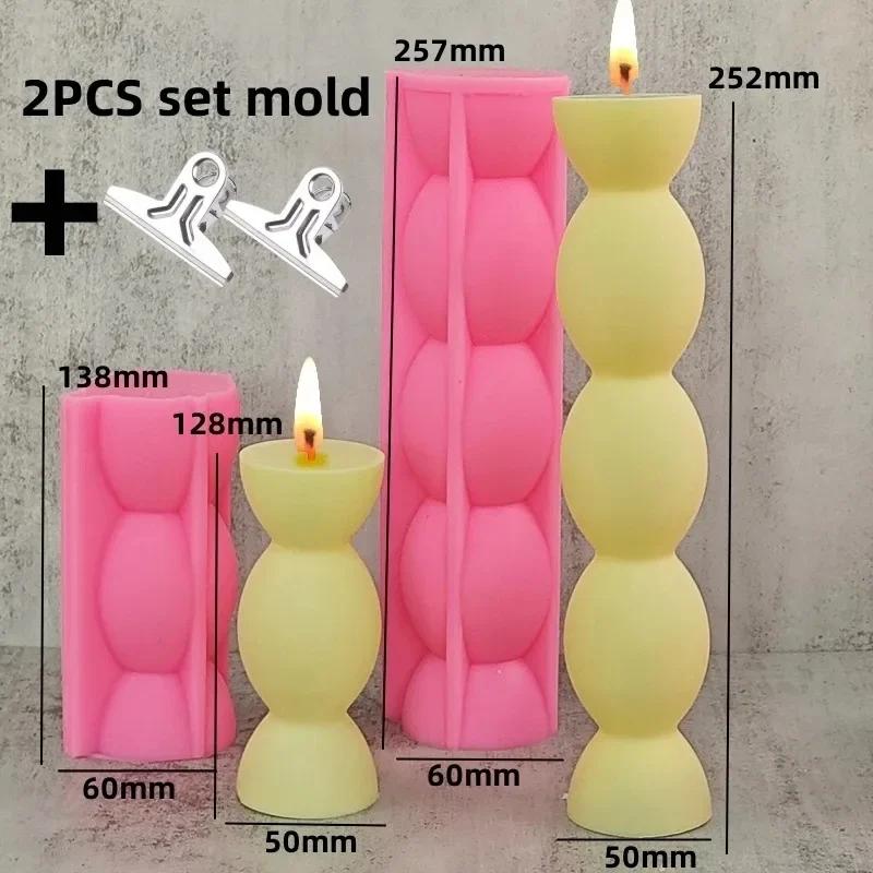 DIY New Cylindrical Tall Twirl Pillar Candle Mold Ribbed Aesthetic Twist Swirl Silicone Mould Geometric Striped Soy Wax Mold